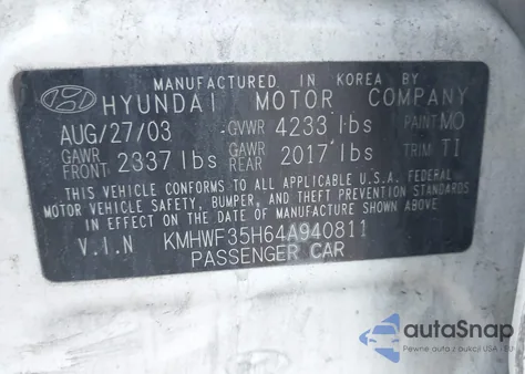 2004 Hyundai Sonata Gls/Lx из США, поврежденный, VIN KMHWF35H64A940811